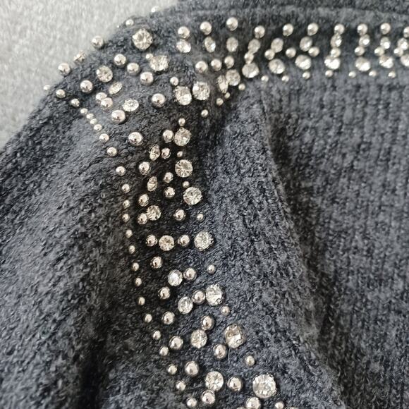 A.N.A. A New Approach Sweater Women XXL Gray Rhinestone Ribbed Knit Casual - Picture 6 of 9